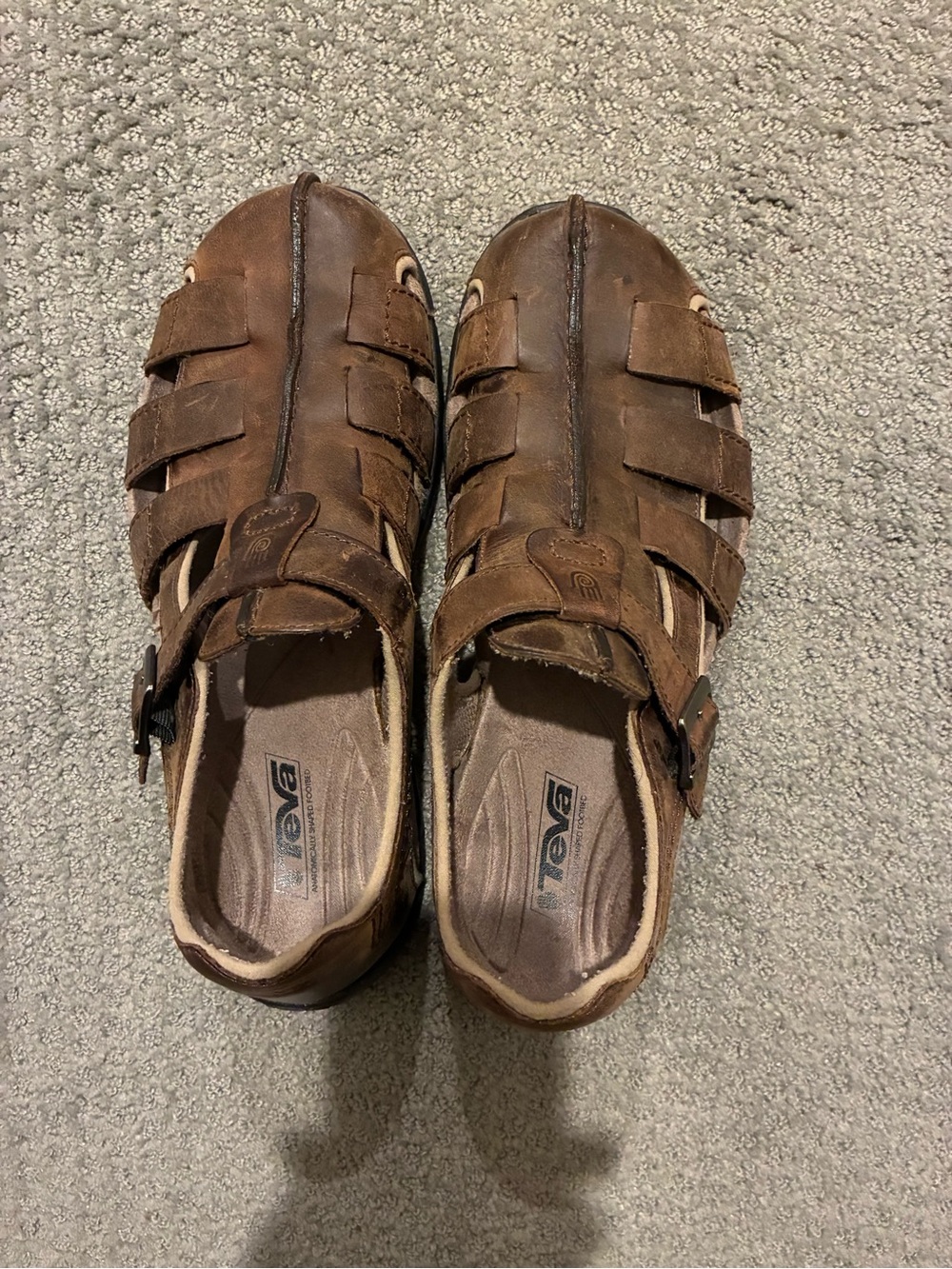 Teva Men's Brown Leather Closed-Toe Fisherman Sandal